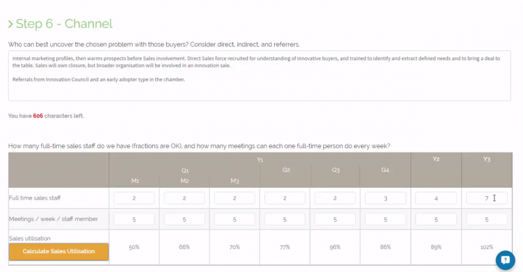 Calculate your sales force utilisation using channel.