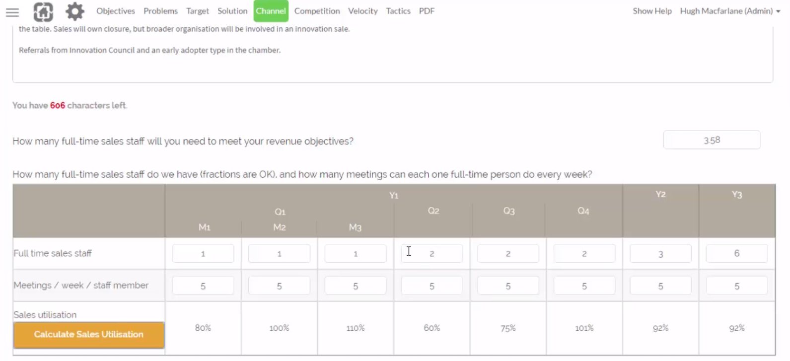 sales utilisation and amount of sales people for growth
