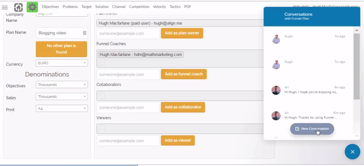 The support feature will help you to optimise you sales and marketing process